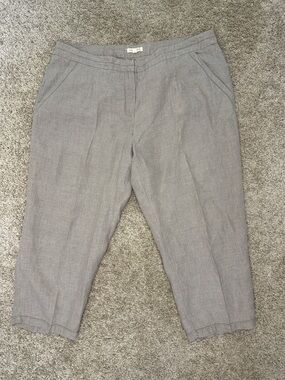 Eileen Fisher Cropped 100% Organic Linen Pants Size Large EUC